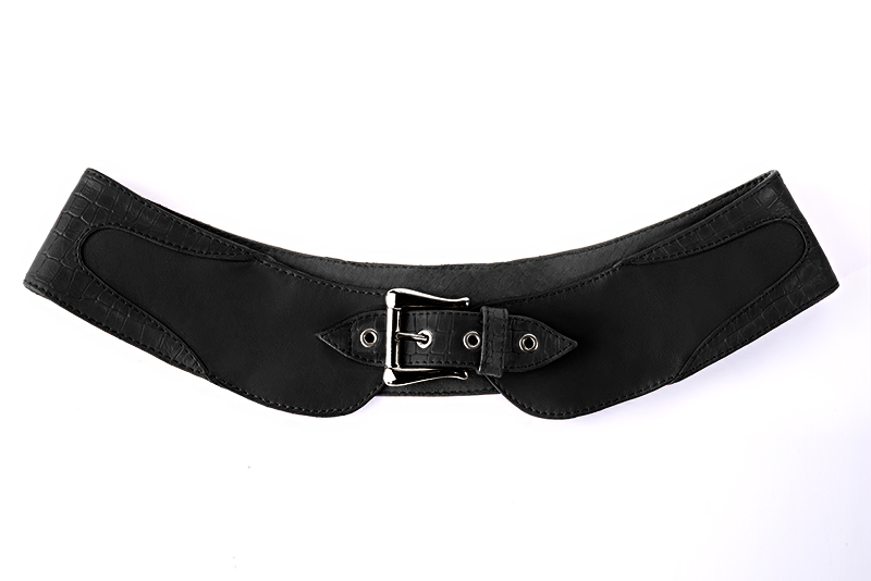 Dress small handbag in satin black leather - Rear view